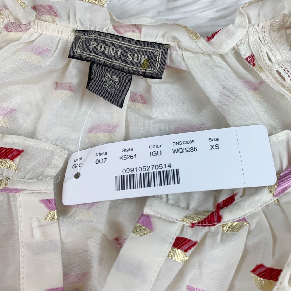 J‎ crew Point Sur long sleeve tie neck metallic clip dot blouse top - Picture 6 of 9